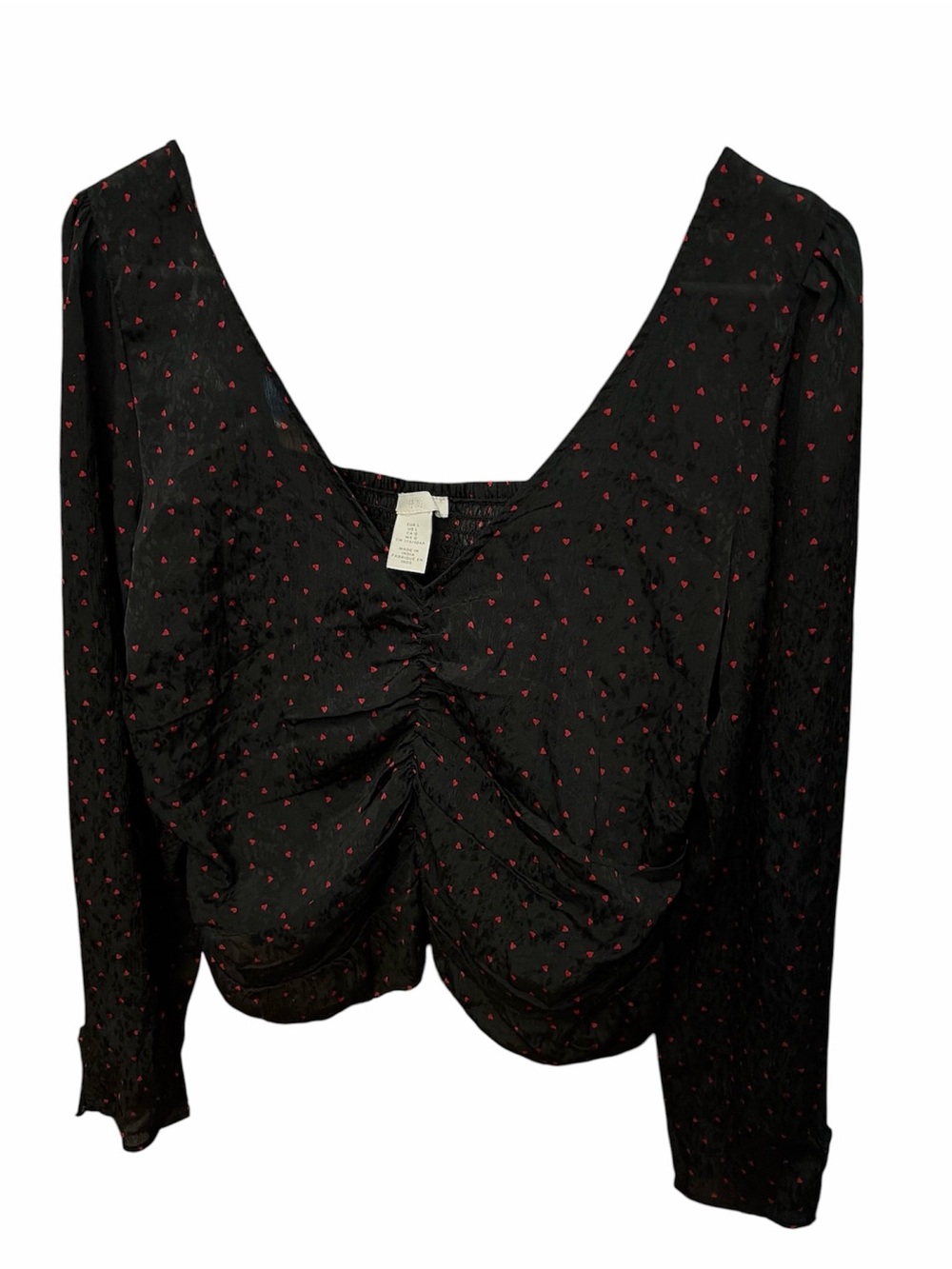 H&M Peplum Blouse with Heart Print Size Large